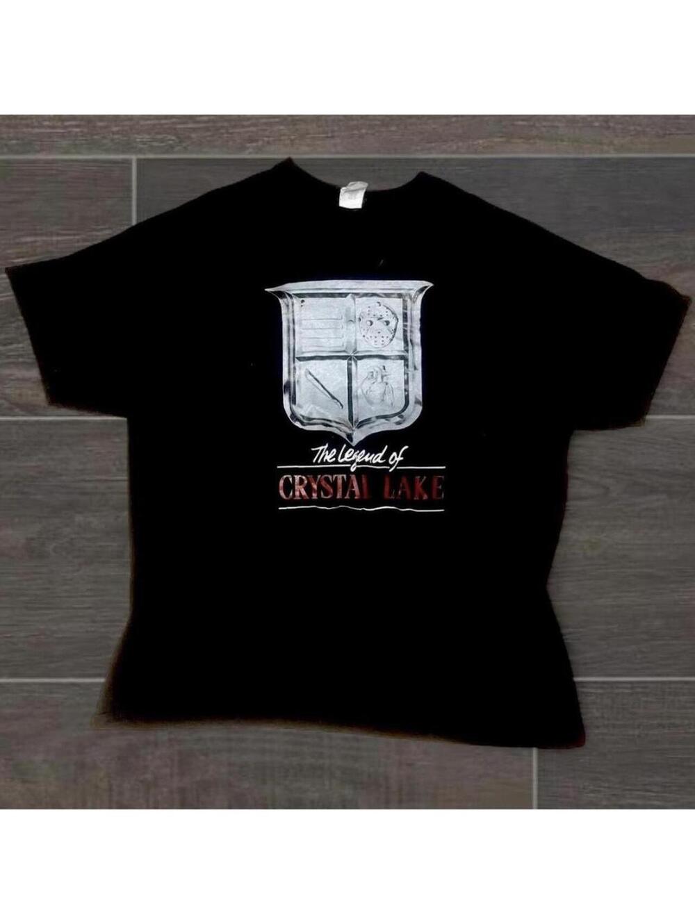 Black and white skater Crystal Lake horror tee
